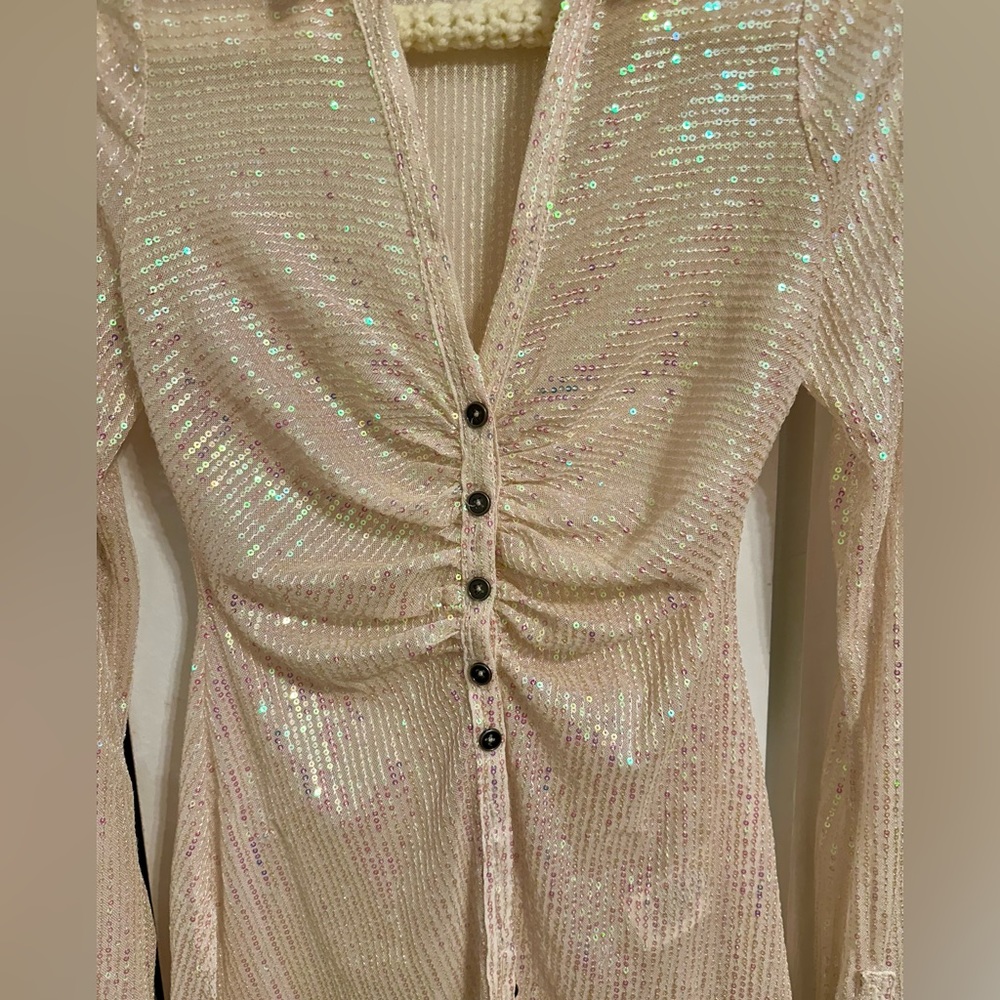 Free People Iridescent Cream Blouse - Picture 3 of 5